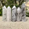 Estatuetas decorativas naturais e bonitas Valoran Black Tourmaline Point Pilar de Cristal de Ponto para Meditação Espiritual Energia de Cura