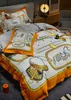 Роскошные дизайнеры, постельные принадлежности, наборы Palace Royal Court Courtece Cover Queen Size Sief Seak Top Caltuge Cotton Pillowcases Orange Horse Designer Set Seet Covers