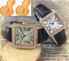 Mody kobiety mężczyźni kwarcowe zegarki 33 mm 27 mm skórzany pasek Rose złoto srebrne srebrne obudowy diamenty pierścień rzymski analogowy zwykły stały zapięcie Prezydent zegarki
