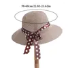 قبعات واسعة الحافة القبعات الصيفية الفتيات الشمس القوس القش مع الشريط في الهواء الطلق حماية للسيدات بنما الكابويد