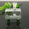 Raucherzubehör Mini-tragbarer Zigarettenkessel mit quadratischem Rohr Glasbongs Glaspfeife Wasserpfeifen Bohrinsel Glasschüsseln Ölbrenner