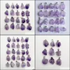 car dvr Charms Natural Amethysts Stone Pendants For Jewelry Making Irregar Accessories Drop Delivery Findings Components Dhv9I