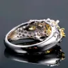 Cluster Rings 925 Silver Yellow Citrine Bee Rings for Women Män med Zircon Finger Rings smycken Engagement Party Anniversary Wedding Presents G230228