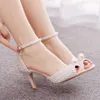 Королева Queen White Pearl Women Women Open Toe High Hell