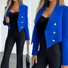 Women's Suits Long Sleeve Skin-touching Anti-Pilling Double-breasted Placket Lapel Short Suit Jacket Office Blazer Streetwear