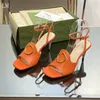 Designer Luxury Women Interlocking G T-Strap Back Slipper Copper Ankle Strap Sandal Heels With Box