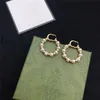 Vintage Floral Diamond Studs G Gold Hoop Earrings Jewlery Designer For Women Gold Petal Luxury Eardrop Dangler With Box Birthday Gift