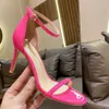 Dress 18 Color Patent Leather Sandals New Women Summer Shoes Ladies Fashion Stiletto Ankle Strap Office High Heels Blue Red Pink O0028L230301