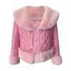 Women's Jackets TETYSEYSH Women Leather Jacket Autumn Winter Warm Sweet Girl Fur Coat Female Faux Collar Button Outwear