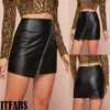 Skirts Women Front Zipper PU Leather High Waist Bodycon Bust Mini Skirt Clubwear Party Outfits Plus Size