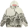 Felpe con cappuccio da uomo Felpe da uomo Anime Skull Donna Vintage Gothic Zip Up Manica lunga Streetwear Cappotti larghi Harajuku Lettera Stampa con cappuccio 230301