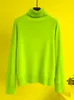 Damestruien Turtleneck losse mode solide pullover herfst en winter lange mouw topkantoor dame dikke gebreide groene truiw