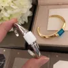 Buigari White Ceramic Bangle Blue Crystal Designer Bangle для женского алмазного хрустального золота, покрытого 18 тыс. Высоко высокого качества качества классического стиля подарок 017