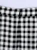 Skirts Womens 2023 Fashion Women Clothing Casual Black White Gingham Check Skirt High Waist Front Slit Sexy Pencil Midi