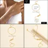 car dvr Link Chain Gold Color Plated Infinity Charms Finger Ring Link Bracelet For Women Gifts Friends Jewelry Wholesale Drop Delivery Brace Dhd3M