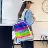 ZAINO IN PVC trasparente zainetto femminile con strisce di gelatina cucito al laser moda borsa da spiaggia zaino per studenti delle scuole medie 230301