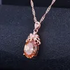 Collane con ciondolo di lusso champagne morganite per le donne moda colore oro rosa 45 cm croce catena gioielli regalo di fidanzamento