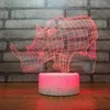 Lampes de table rhinocéros chevet atmosphère Led 3d coloré tactile petite lampe cadeau de noël pour bébé chambre lumières nuit