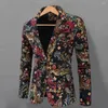 Men's Suits Formal Blazer Turndown Collar Autumn Single Button Colorful Pattern Suit Coat Men Jacket