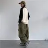 여성용 바지 Capris Streetwear 느슨한 캐주얼 바지 큰 포켓 넓은 다리 바지 바지 레트로 슈퍼 군대 대형 스웨트 팬츠 패션 바지 230301