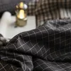 Наборы постельных принадлежностей Классическая постельное белье 5 размер серого синего сетки Летнее льня