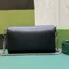 Designer-Umschlagtasche mit Klappe, Umhängetasche, Ketten, Handtasche, Geldbörse, doppelter Schlangenkopf, Haspe, kleine Leder-Umhängetaschen, abnehmbare Niete, gestreifter Riemen, Damen-Münzbrieftasche