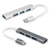 4 portar USB Hub 3.0 Extender Typ C till USB Splitter för bärbara tillbehör OTG Multi Dockningsstation för Macbook 13 Pro Air PC