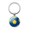 Porte-clés hommes verre coloré Football porte-clés jaune bleu blanc noir rouge Football porte-clés balle porte-clés bijoux voiture cadeaux