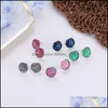 car dvr Stud 12Mm Resin Sier Plated Earings Drusy Druzy Earrings Jewelry Women Party Gift Dress Candy Colors Drop Delivery Dh4D8