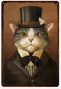 لوحة فنية للوجه على شكل قطة رائعة مخصصة لافتة معدنية عتيقة على شكل قطة مضحكة على شكل وجه من القصدير شريط معدني عتيق ديكور جداري عتيق بار نادي حفرة ملصق معدني لوحة مقاس 30X20CM w02