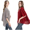 Sciarpe Sciarpa solida da donna in inverno Poncho ispessimento pizzo Autunno Reticolo vuoto da donna Nappe rosse cachi Scialle caldo