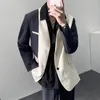 Garnitury męskie 2023 Autumn Contrast Suitching Suit for Men Korean Casual 2 PCs Zestaw ślubny obrońca Kostium biznesowy Homme
