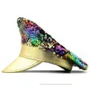 Luxury Women Military Hat Sequin Burning Yacht Week Captain Sergeant Hat Rhinestone Rave Festival Bachelorette Part Hat