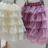 Jupes Layered Tulle Jupes Pour Enfants Filles Vêtements 2023 Printemps Été Princesse Tutu Jupe Anniversaire Fête De Mariage Bottoming Enfants T230301