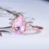 Bagues de grappe mode diamant Rose or Rose goutte d'eau poire anneau 925 timbre sauvage Simple Zircon fiançailles femme fête cadeau