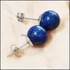 автомобиль DVR Stud 10 мм Lapis Lazi Stone Servings Healing Crystal Quartz Круглые шарики Beads Fashion Earwry для женщин -девочка Оптовая капля Dealive DH32H