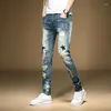 Men's Jeans Spring Autumn Washed Cowboy Patchwork Ripped Hole Hip-hop Embroidery Scratch Beggar Korean Cargo Slim Luxury Male Trousers