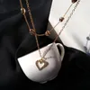 Kettingen Vogallery Gold Color Heart Lagen ketting voor vrouwenkantoor Ladyketens op de nek hangerse sieraden ol accessoires