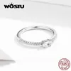 Cluster Rings WOSTU Dazzling Crystal Ring % 925 Sterling Silver Zircon Fashion Rings For Women Wedding Luxury Silver 925 Jewelry CQR524 G230228