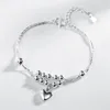 Bracciale rigido a doppio ponte con perline a forma di cuore per donna, accessori eleganti per gioielli di moda