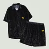 Herren -Tracksuits Mode Velvet Leopard Casual Sets Herren Sommer Hip Hop Streetwear Übergroße zweiteilige Kurzarmhemden und Shorts Anzüge männlich 230228