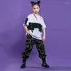 Abbigliamento da palcoscenico Abbigliamento hip-hop per bambini T-shirt allentata a maniche corte Tuta fresca Pantaloni casual Vestiti da costume da ballo jazz da ballo per ragazzi