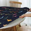 Table Cloth Waterproof Oil-Proof Dachshund Tablecloth Backed Elastic Edge Cover 45"-50" Fit Badger Sausage The Wiener Dog