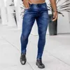 Herren-Jeans, Denim-Hosen, schmal, leicht, waschbar, schmal geschnitten, reißfest, Bleistift für den täglichen Gebrauch, Party, Schule