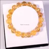 car dvr Beaded Strands Wholesale Fashion Natural Jewelry Citrine 10Mm Round Beads Semi Precious Stone Crystal Chunky Red Bracelets Bangles Dhyfg