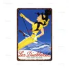 Ski -bord Vintage Metal Poster Tar Snow Snow Mountain Retro Wall Decoratieve borden voor woonkamer Slaapkamer Geschenk schilderij 30x20cm W03