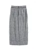 Skirts Womens 2023 Fashion Women Clothing Casual Black White Gingham Check Skirt High Waist Front Slit Sexy Pencil Midi