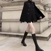 Lana femminile miscela inverno 2023 Cape Coat Black può essere utilizzato con il colletto a base di lana lunga per le donne