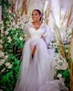 New Long Puff Sleeves Wedding Dress Sexy High Slit Bride Dress V-Neck Garden Country Beach Wedding Gowns 2023 Vestidos De Noiva