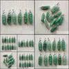 voiture dvr Charmes Sier Couleur Fil Enroulé Vert Aventurine Pilier Hexagone Pendum Pendentif Guérison Cristal Pierre Tentures Mode Fabrication de Bijoux Dhqjv